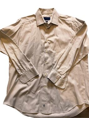 David Donahue cotton grey check dress shirt